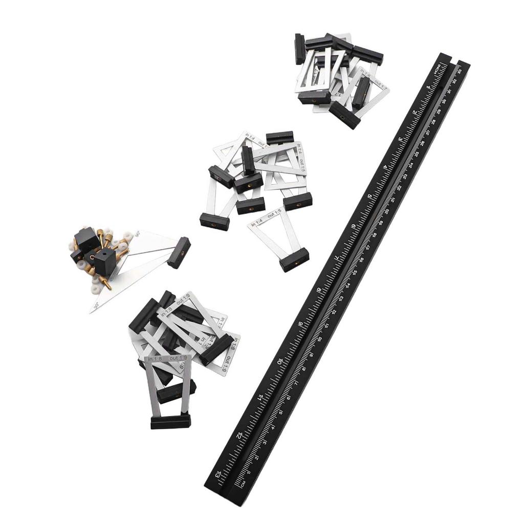 28Pcs Dovetail Scribe Ruler Woodworking Scribe Mortise Drawing Scale Board Dual Ratio Functionality Dovetail Tenon Marking Ruler