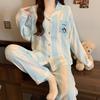 Idyllic Clouds Cotton Edge Princess Collar Pajamas Women'S Long Sleeves Trousers Homewear