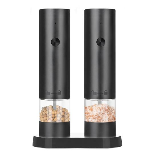 Elektrisches Salz- und Pfeffermühlen-Set mit eingebauter LED-Leuchte, einstellbare Mahlgrad, Gewürzmühle, wiederaufladbar, Küchenutensilien, Geschenk