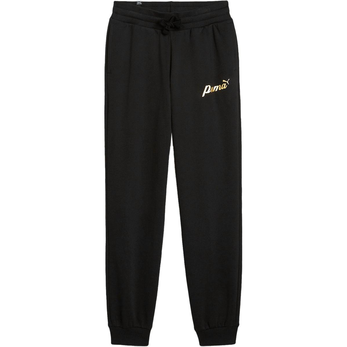 PUMA ESS+ScriptMetallic Knitted Sweatpants Black/Gold Foil Teenagers 682799-01 128