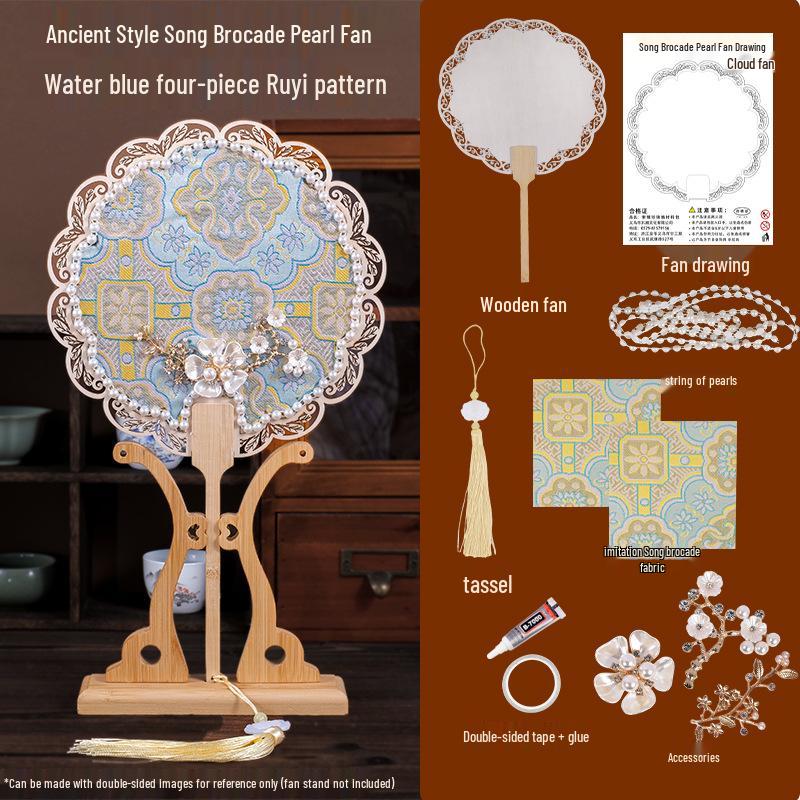 Handmade DIY Song Jin Pearl Fan Kit – Chinese Style Gift for Mother's Day, Team Building, and Salons