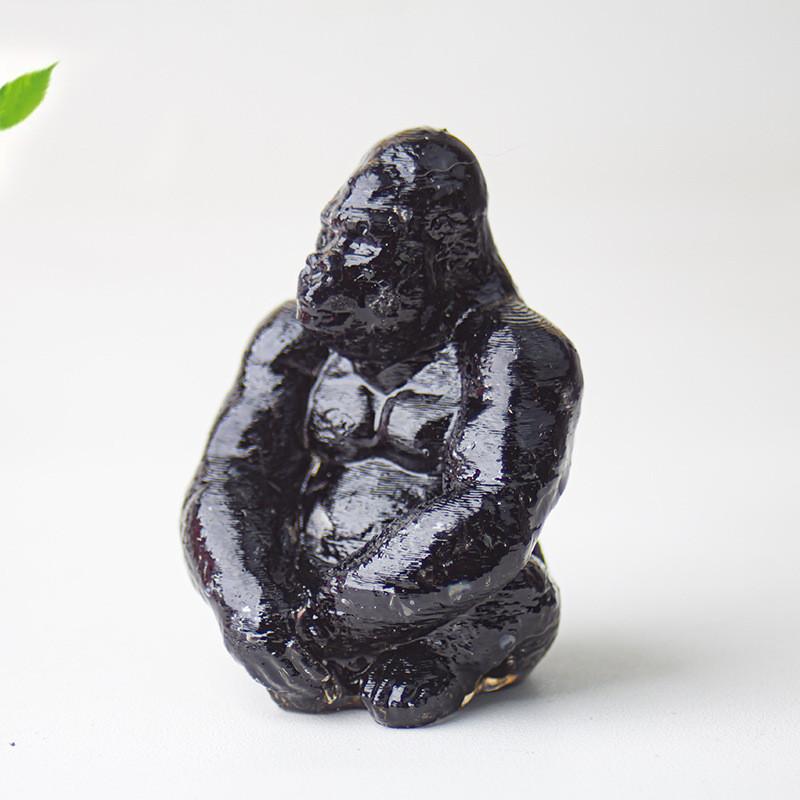 Statue de Gorille en Résine avec Pierres de Cristal Naturelles Pour Décoration de Bureau Cadeau Pour Amis