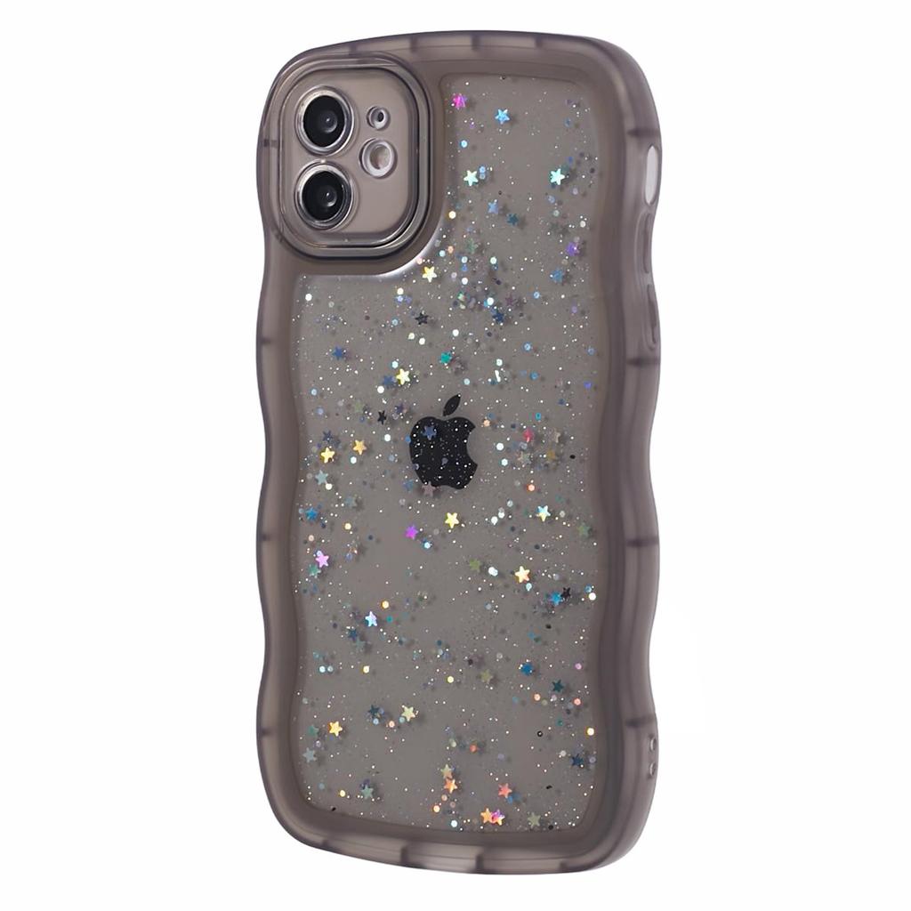 JTW Series for iPhone 12 Case Wavy Edge Star Sequins Epoxy Phone Cover