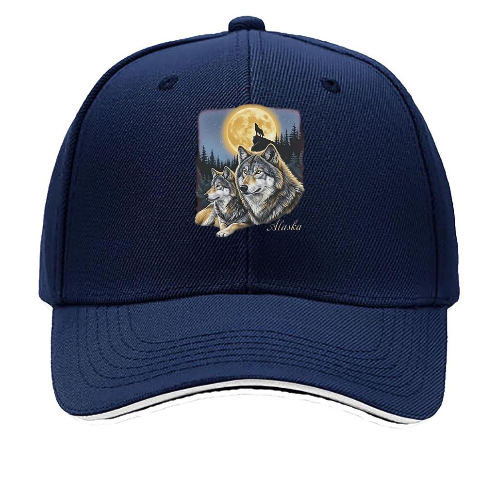 Alaska Wolf Moonlight Sandwich Baseball Cap