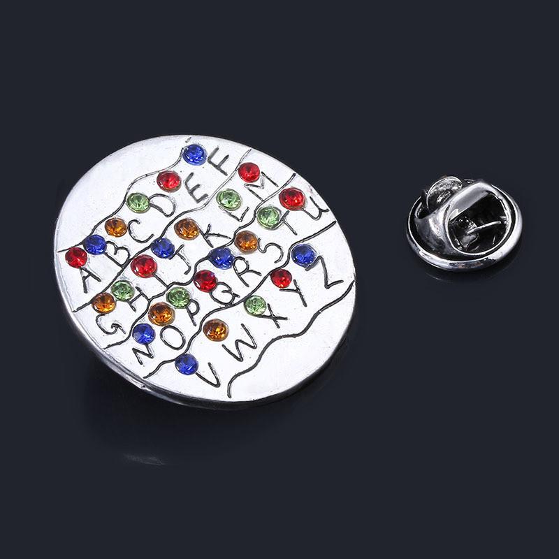 Stranger Things Alphabet Potted Plant Pin With Metallic Finish For Cosplay And Casual Wear