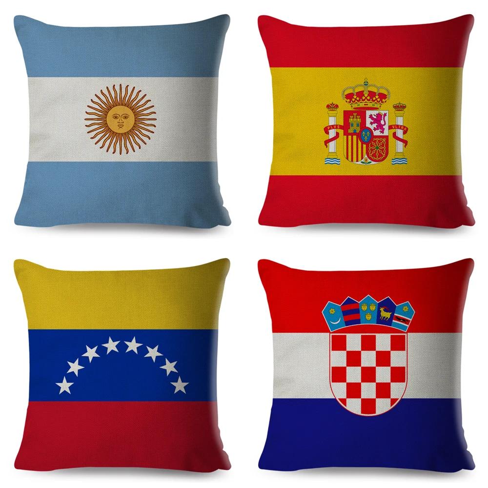 50 Style National Flag Cushion Cover for Sofa Home Children Room Decor Geometric Print Pillowcase Polyester Pillow Case 45x45cm