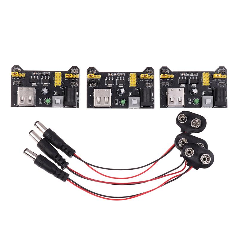 Mb102 Moduł Zasilania do Płytki Stykowej Bezlutowej 3,3V 5V Z Klipsem Baterii 9V Kabel Zasilający Wtyk DC 2,1x5,5mm