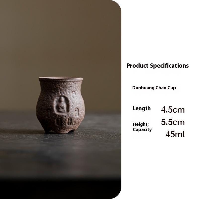 

Vintage Tea Cup Retro Relief Dunhuang Master Cup Household Ceramic Kung Fu Tea Set Handmade Coarse Pottery Teacup 200ml
