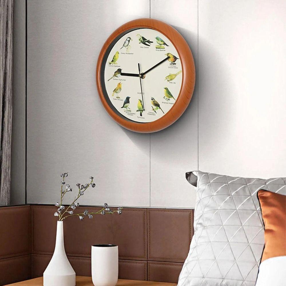 Round Wall Clock Minimalist Wall Hanging Clock Housewarming Gift Birdsong Alarm Clock Office
