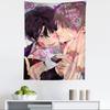BL Anime Couple Birthday Wall Tapestry - Intimate Pastel Art of Two Boys, Cozy Room Decor for Yaoi Fans & BL Manga Enthusiasts