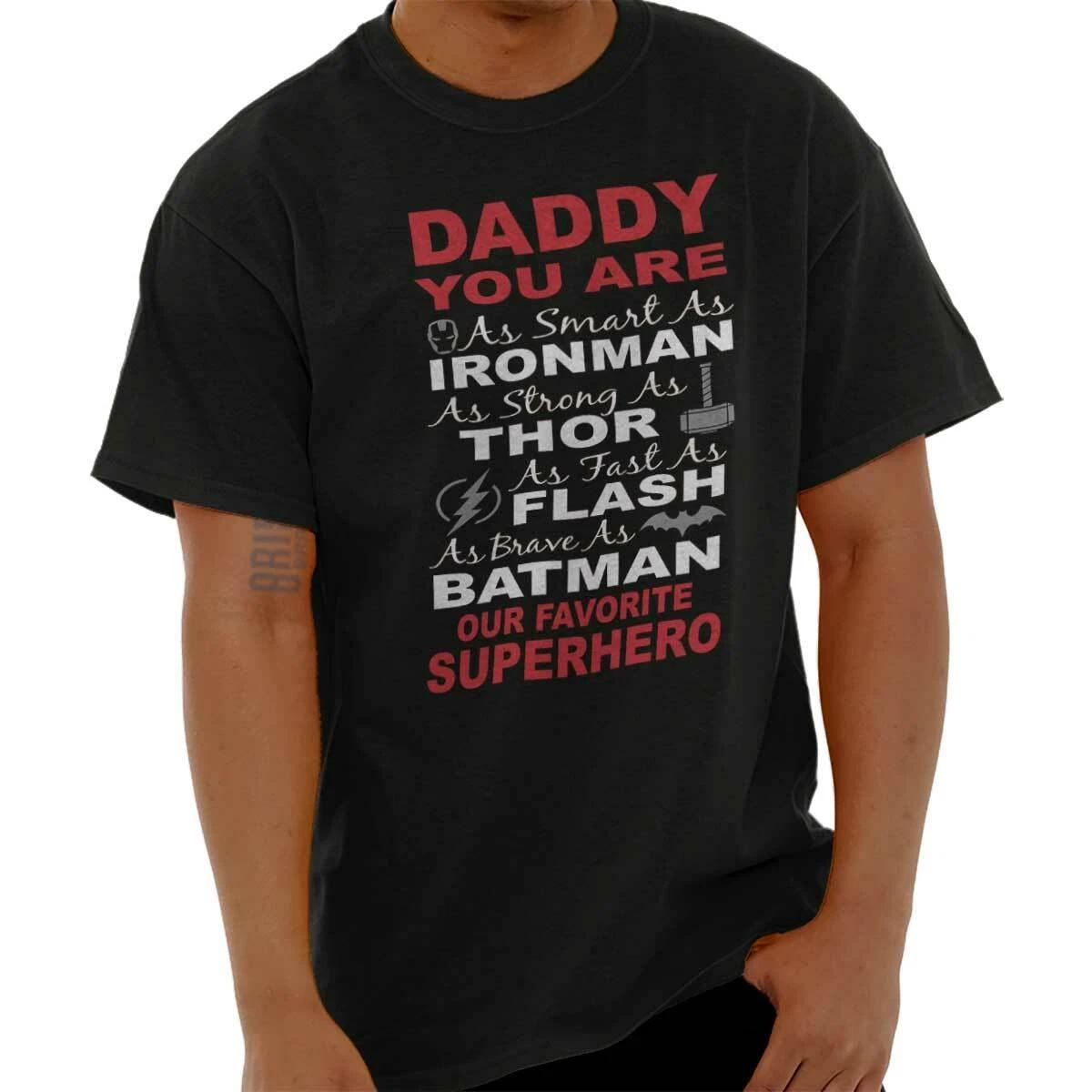 Superhero Fathers Day Daddy Comic Book Gift Mens Short Sleeve Crew T Shirt S