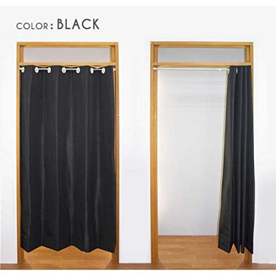 and Shield Divider 140cm Wide x 220cm 1 Made in Japan Energy-Saving, Japanese-Sewn Insulated, Soundproof, Light-Blocking Curtain, Comfort, Black,