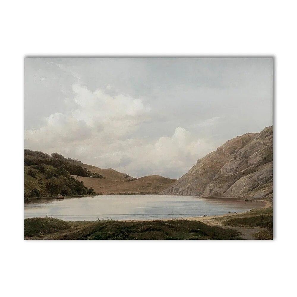 Vintage European Gallery Wall Prin Mountain Lake Landscape Canvas Painting Nordic Posters and Prints Living Room Home Decoration