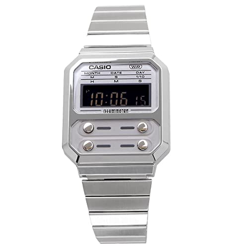 [CASIO] CASIO Digital Watch Reproduction Design A100WE-7B Men's Overseas Model Silver x Gray [Par...