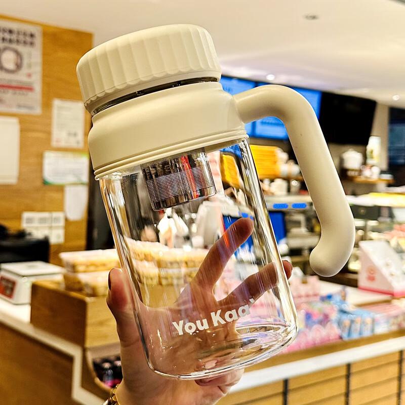 HA High Borosilicate Glass Tea Infuser Bottle with Handle 1000ml