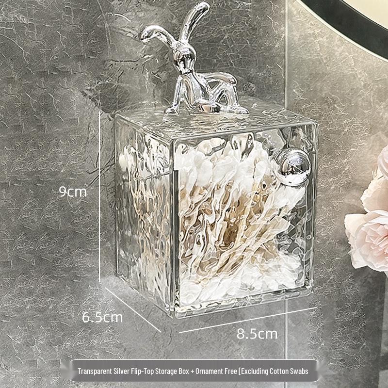 Wall-Mounted Transparent Bathroom Organizer: Cotton Swab Box, Mirror Cabinet, Cotton Pad Holder, and Lipstick Display Rack