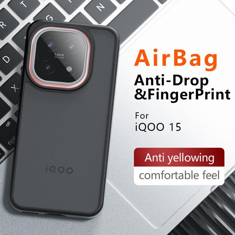 For Vivo iQOO 15 Case Shockproof Frosted Skin Feel Matte PC+TPU Anti-fingerprint Transparent Cover For iQOO 15