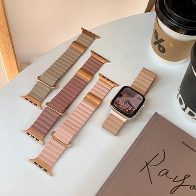 רצועת עור מגנטית לשעון Apple Watch Ultra רצועה 49 מ"מ 44 מ"מ 40 מ"מ 41 מ"מ 45 מ"מ 38/42 מ"מ צמיד לולאה לנשים iWatch סדרה 9 8 7 SE 6