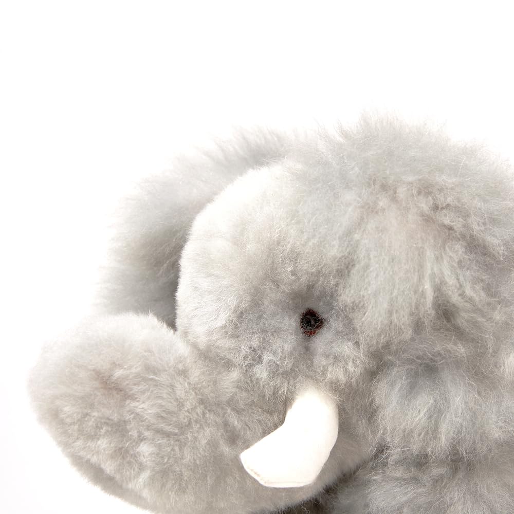 INJOI Plush Animal, Natural Alpaca Fur, Rare, Fluffy, Handmade, Cute, Perfect Gift for Anniversaries and Special Occasions (Elephant, 30cm, Gray,