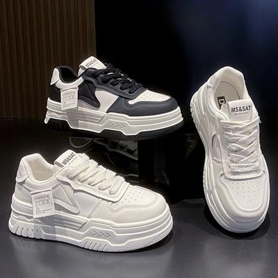 Genuine Leather Platform White Shoes Women's Shoes Spring New Hight Increasing Board Shoes Versatile Casual Shoes for Women Sneaker