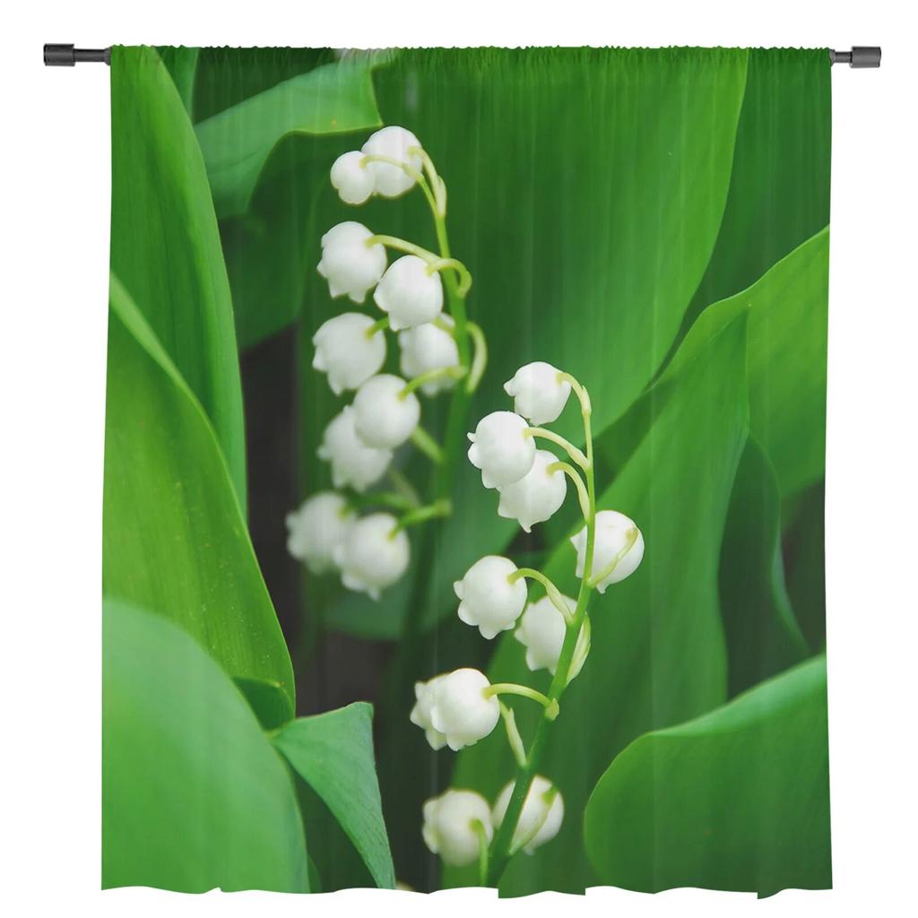 Moderne Tüllvorhänge mit Pflanzenblume für Wohnzimmer, Schlafzimmer, Zuhause, Küche, Fenster, transparente Vorhänge