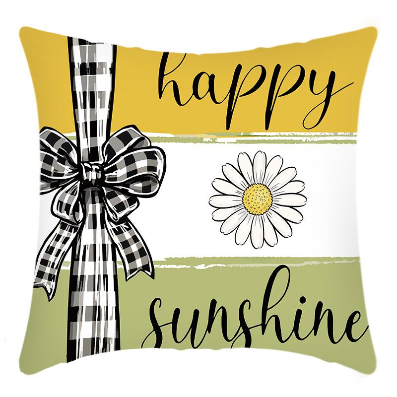 Fashionable Spring Flower Spring Elements Pillow Cover Linen Flower Cushion Pillow Cover