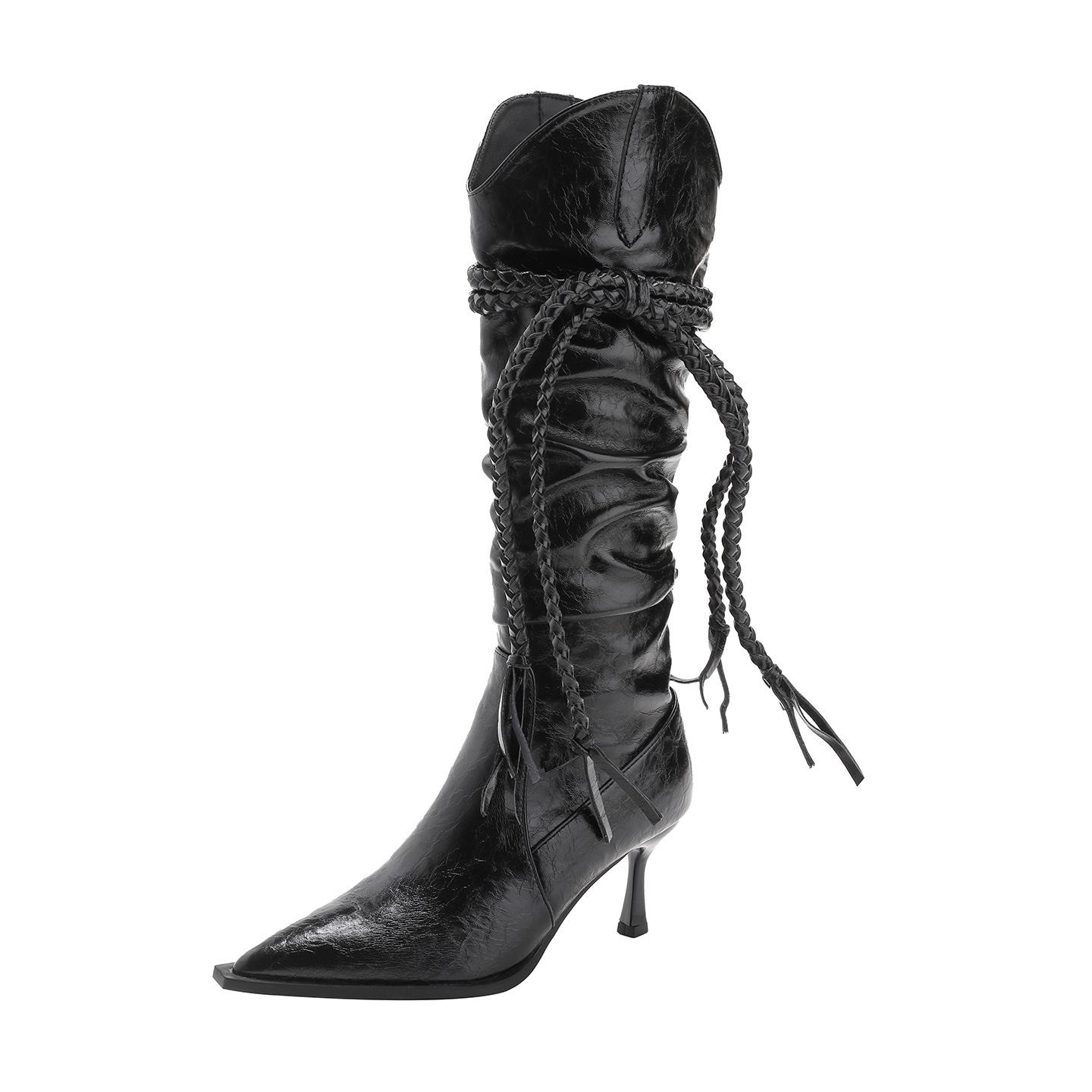 

Knee Length Boots 2026 New Pointed and Slim Heeled Knight Boots 39 чорний