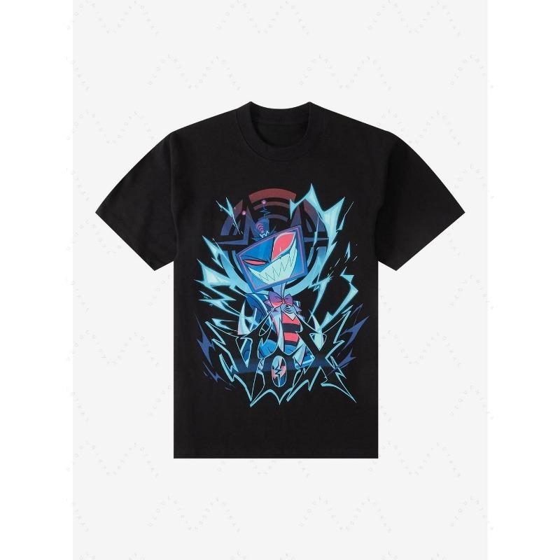 Cyberpunk Hazbin Hotel Vox Solo Metal T Shirt Can Be Worn By Both Men s Women s With Pure Cotton Fashionable Short-Sleeved Shirt S