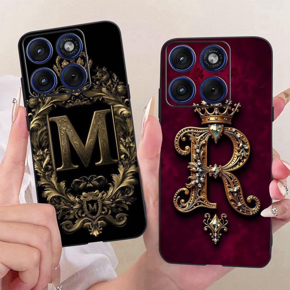 Fashion Crown Letter Case For Motorola Edge 70 / Moto X70 Air 5G Soft Black Silicone Back Cover For Motorola Edge70 Phone Cases