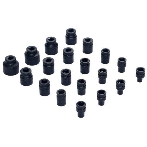 Corrosion- and Wear-Resistant Phosphate-Coated Impact Socket Set, 35-Piece, Parkerized Hex Socket Set with Storage Case, 1/2" (12.7mm) Deep Bit, Short