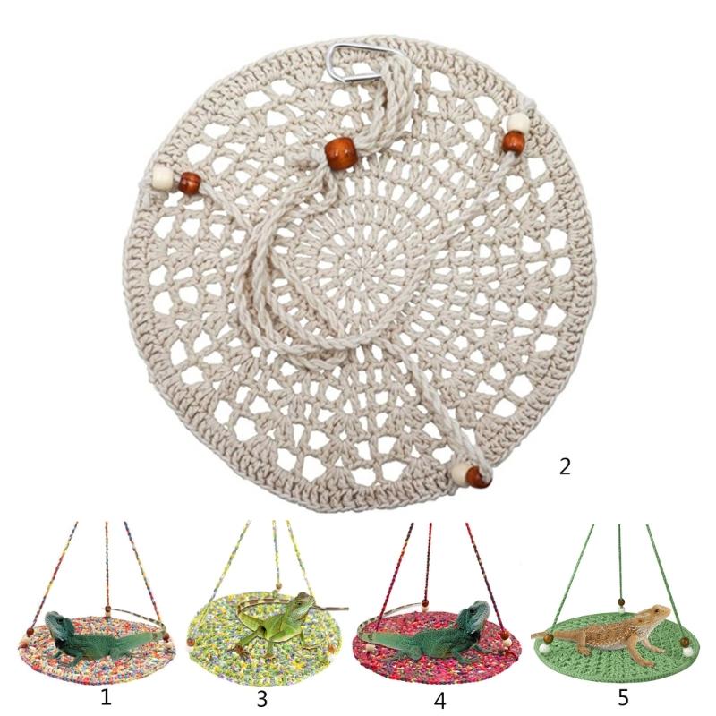 Reptile Summer Hammocks Lizards Hammock Bearded Dragons Round Crocheted Net Hammock Bed Crocheted Supplies