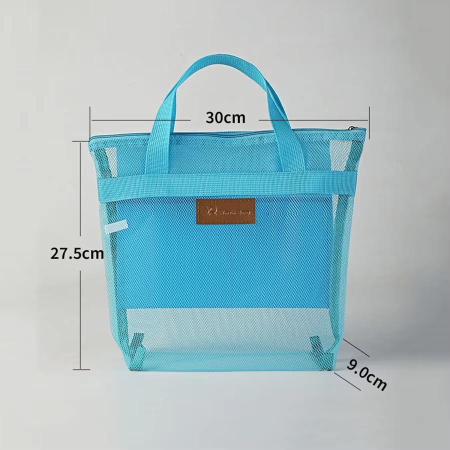 1pc Mesh Toiletry Storage Bags with Handle Large Capacity Makeup Bag Portable Travel Toiletries Handbags Cosmetic Organizer
