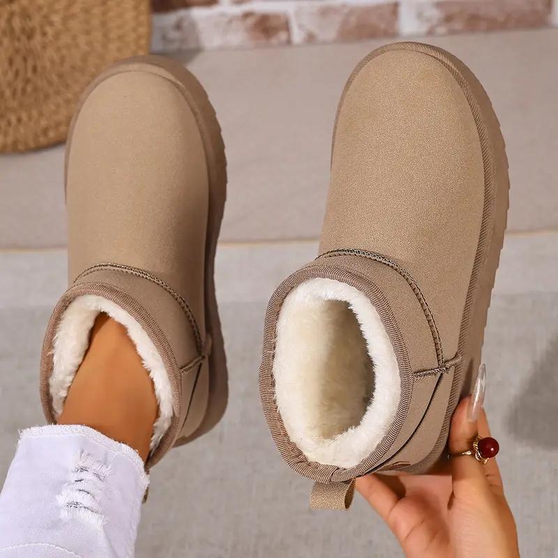 Dámské módní chladuvzdorné a teplé sněhule, dámské zimní protiskluzové a plyšové silné krátké boty, jednonohé teplé boty