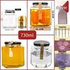 ZISIZ Hexagonal Glass Honey Storage Jar
