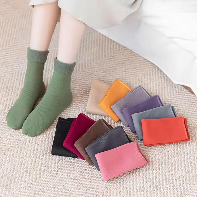 

Winter Warm Women Socks Thicken Thermal Black Skin Seamless Snow Unisex Home Floor Sleeping Socks