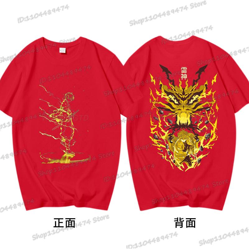 Demon Slayer T Shirts Anime Agatsuma Zenitsu Vintage Cotton Comfortable T-shirts Casual Loose T Shirt Male Female Streetwear