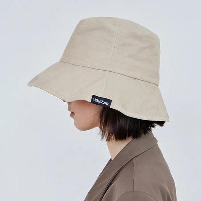 Wide Brim Washed Bucket Hat Beige