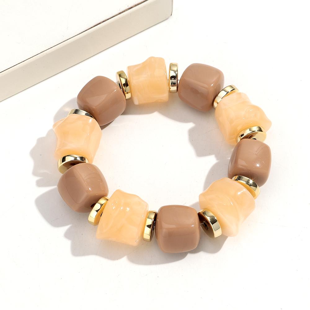 Boho Multicolor Resin Irregular Square Beaded Bracelet for Women Men New Trendy Acrylic Geometric Strechy Bracelet Jewelry Gifts