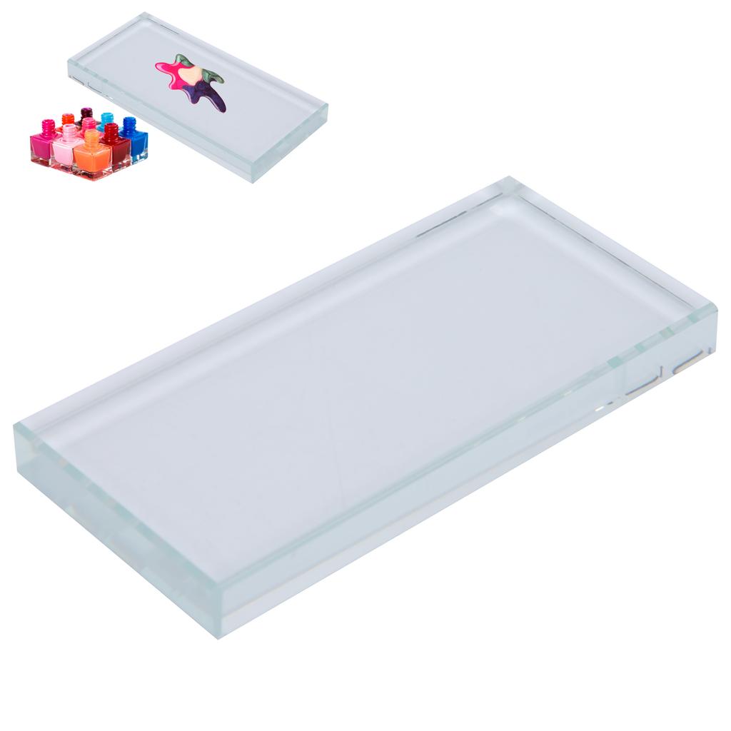 Nail Art Palettes Color Mixing Glass Rectangle Makeup Blending False Eyelash Glue Holder