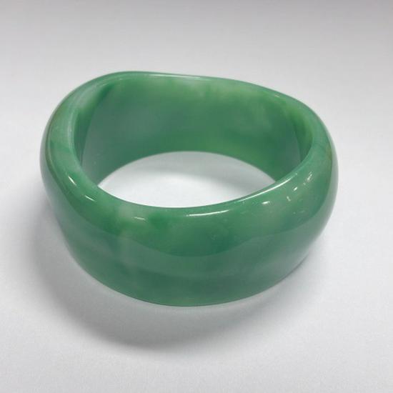 Ombre Resin Bangle: Wide Irregular Design, Vintage Minimalist Style