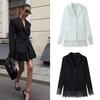 Jachetă de costum europeană pentru femei, cu petice din dantelă - Simplă, Elegantă, Versatilă