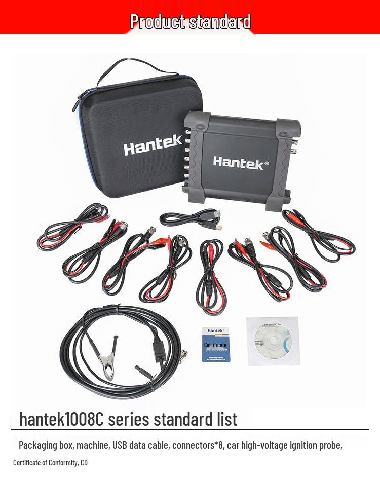 Hantek 1008C Osciloscop Auto USB cu 8 Canale, Senzor de Aprindere, CAN Bus și Detectare Actuator
