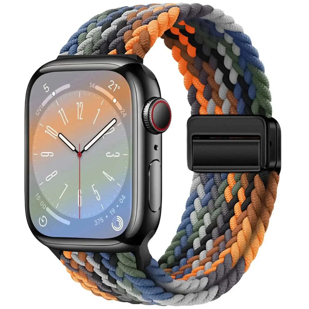 Braided Strap for Apple Watch 10 Band 46mm 45mm 49mm 42mm 40mm Buckle Bracelet iWatch Series Se 7 3 6 8 9 Ultra 2 Magnetic Band