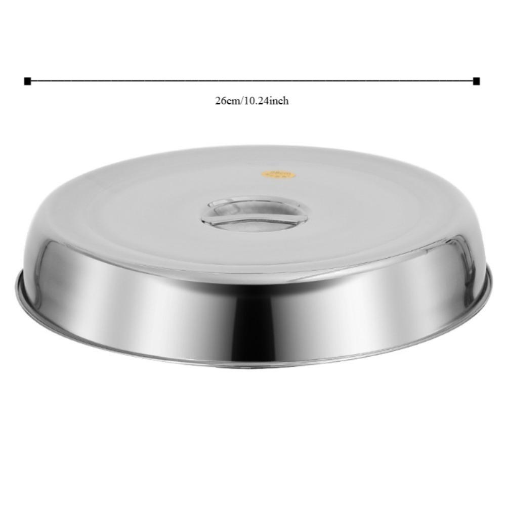 2pcs Round Raised Pot Lids Cover Stainless Steel Teppanyaki Cover Steak Dish Cover Hotel Supplies