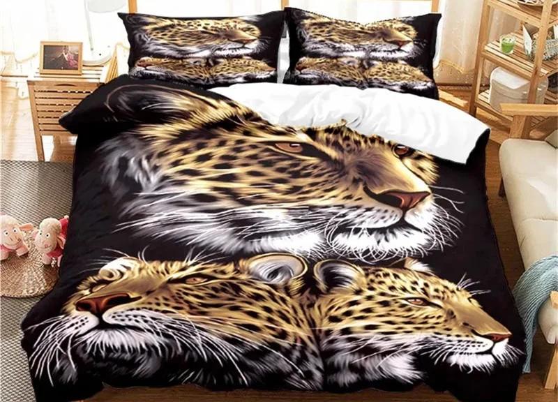 Animal Leopard Pattern Duvet Cover Set Bedding for Adult Kids Full Size Bed Set Comforter Cover,1 Duvet Cover and 2 Pillow Shams