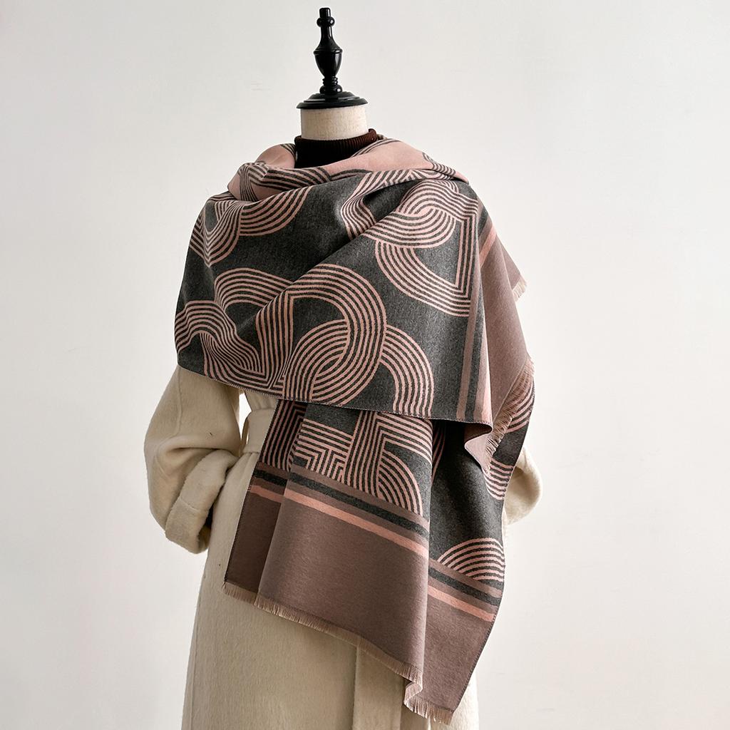Thick Cashmere Blanket Women Scarf Warm Pashmina Shawl Winter Wraps Bufanda Print   Stripe Design Poncho Echarpe Female