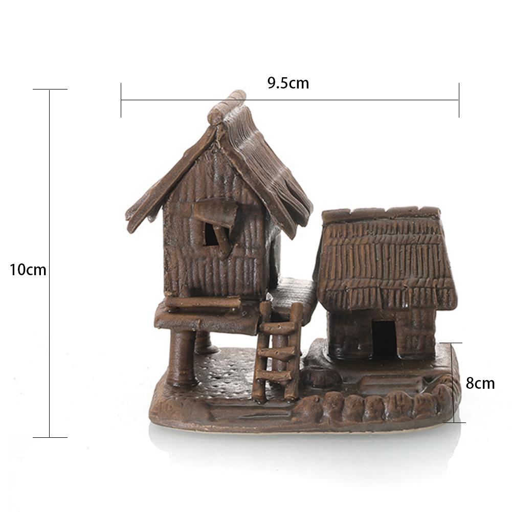 Aquarium Micro Landscaping Ornaments Ceramic House Thatched Hut Bamboo Building Fish Tank Decoration