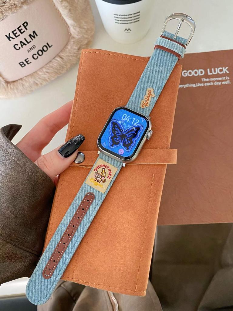 American Denim Leather Strap Is Suitable For Apple Watch Iwatchs 10Th Generation Applewatch98765Se