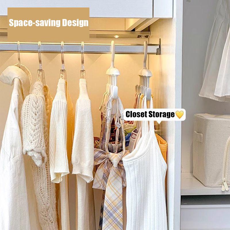 Multifunctional White 6 Hook Hanger, 360° Rotating Bra Organizer Rack for Saving Space,Home Scarf Belt Hats Tie Storage Hanger