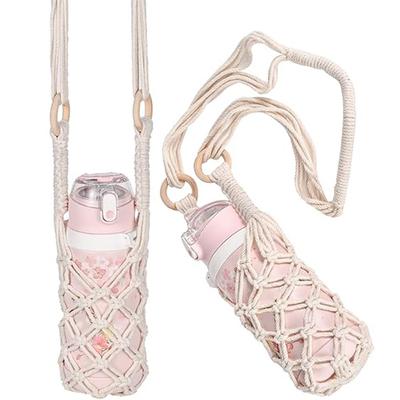 Hand-woven Hanging Bottle Net Bag Hollow Out Coffee Cup Holder Knitting Water Bottle Holder  Hiking